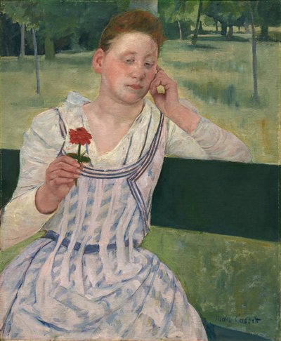 Woman with a Red Zinnia by Mary Cassatt